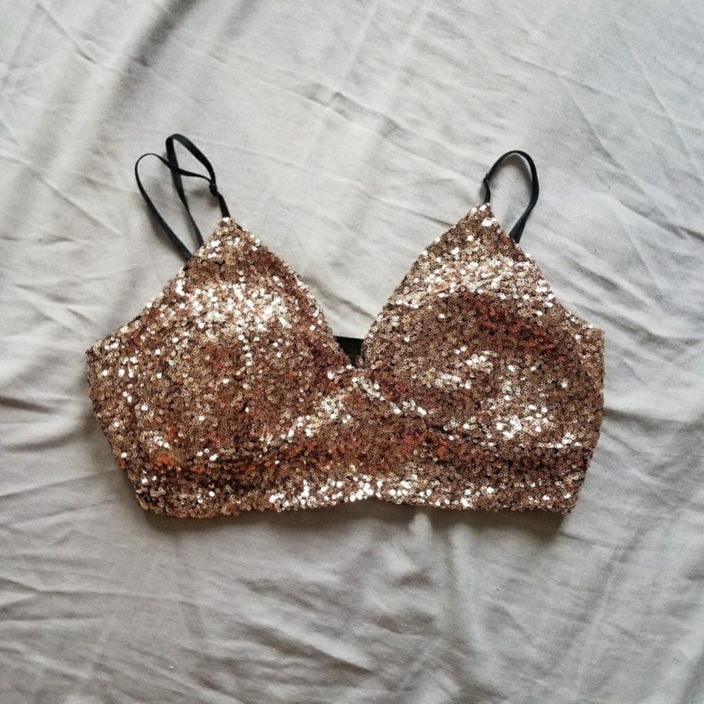 Gold Sequins Brami/crop top size M